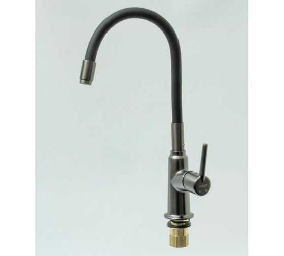 Изображение товара Смеситель для кухни однорычажный ViEiR с гибким изливом, латунь графит/черный V103523-G