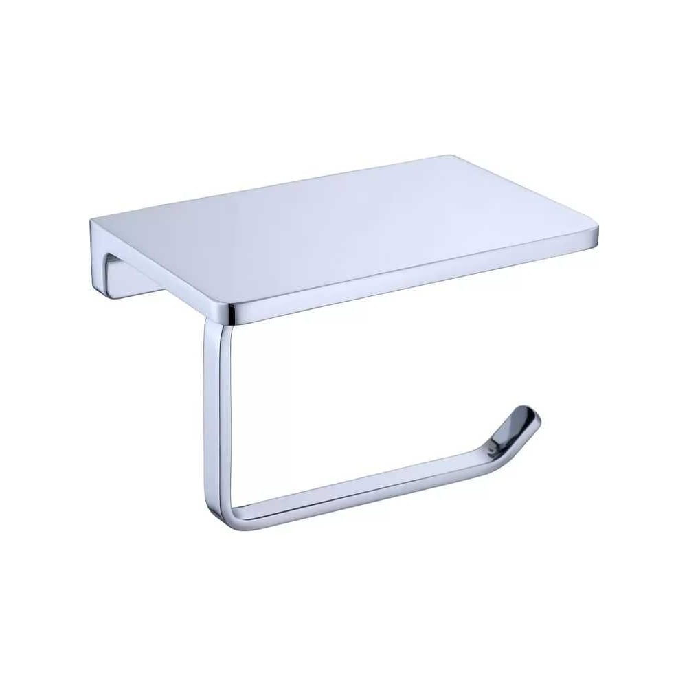 Изображение товара Держатель для туалетной бумаги VIEIR с полкой настенный нержавеющая сталь