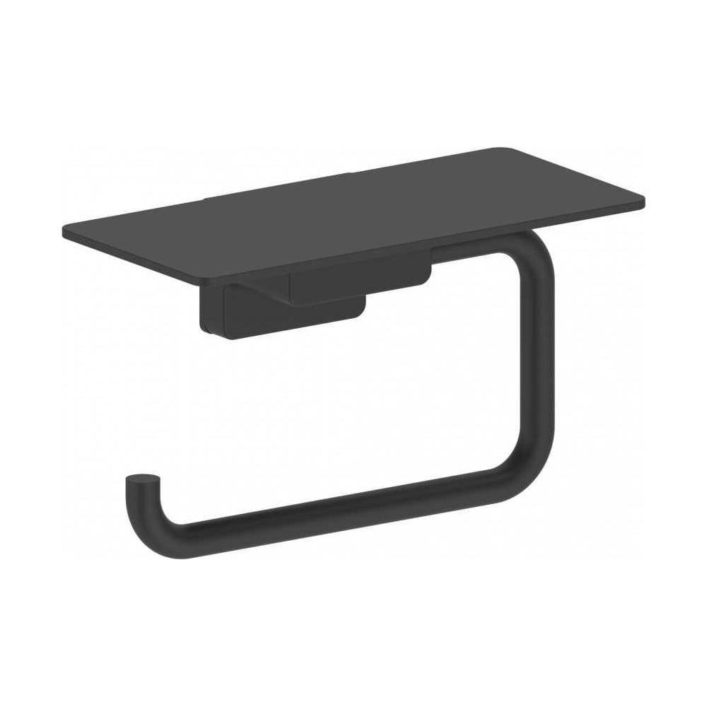 Изображение товара Держатель для туалетной бумаги VIEIR с полкой из нержавеющей стали черный