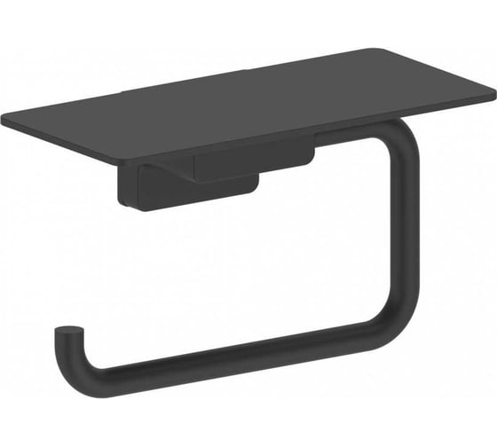 Изображение товара Держатель для туалетной бумаги VIEIR с полкой, нержавеющая сталь, черный, V5210-C