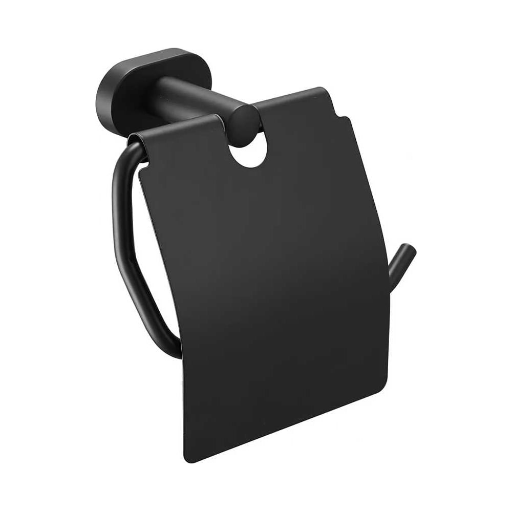 Изображение товара Держатель для туалетной бумаги VIEIR с крышкой из нержавеющей стали черный