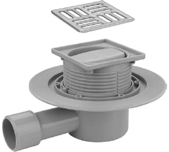 Изображение товара Трап душевой VIEIR 10х10 угловой с сухим затвором сатин для душевых систем VRDL-10