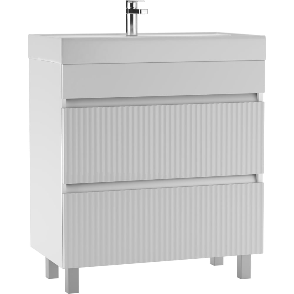 Изображение товара Тумба под умывальник Айсберг Фостер 80 Бриз с двумя ящиками белая