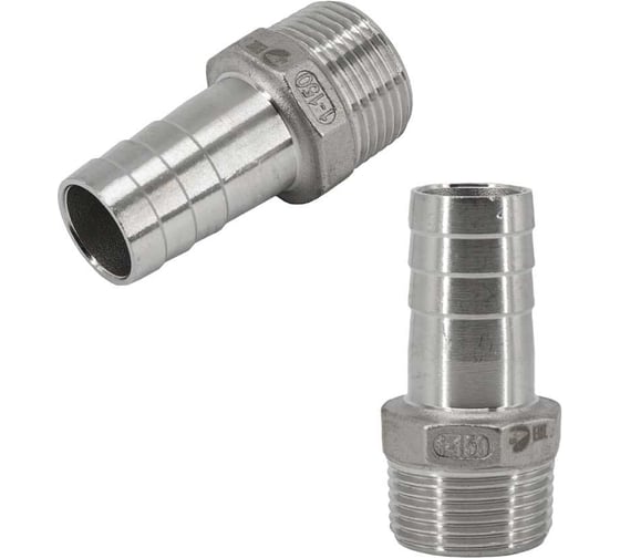 Изображение товара Штуцер для шланга NEWKEY НР 1 дюйм на 25 мм, нержавеющий, AISI 304, PN16 набор 2 шт NAB2-NK-FHN25x25/4