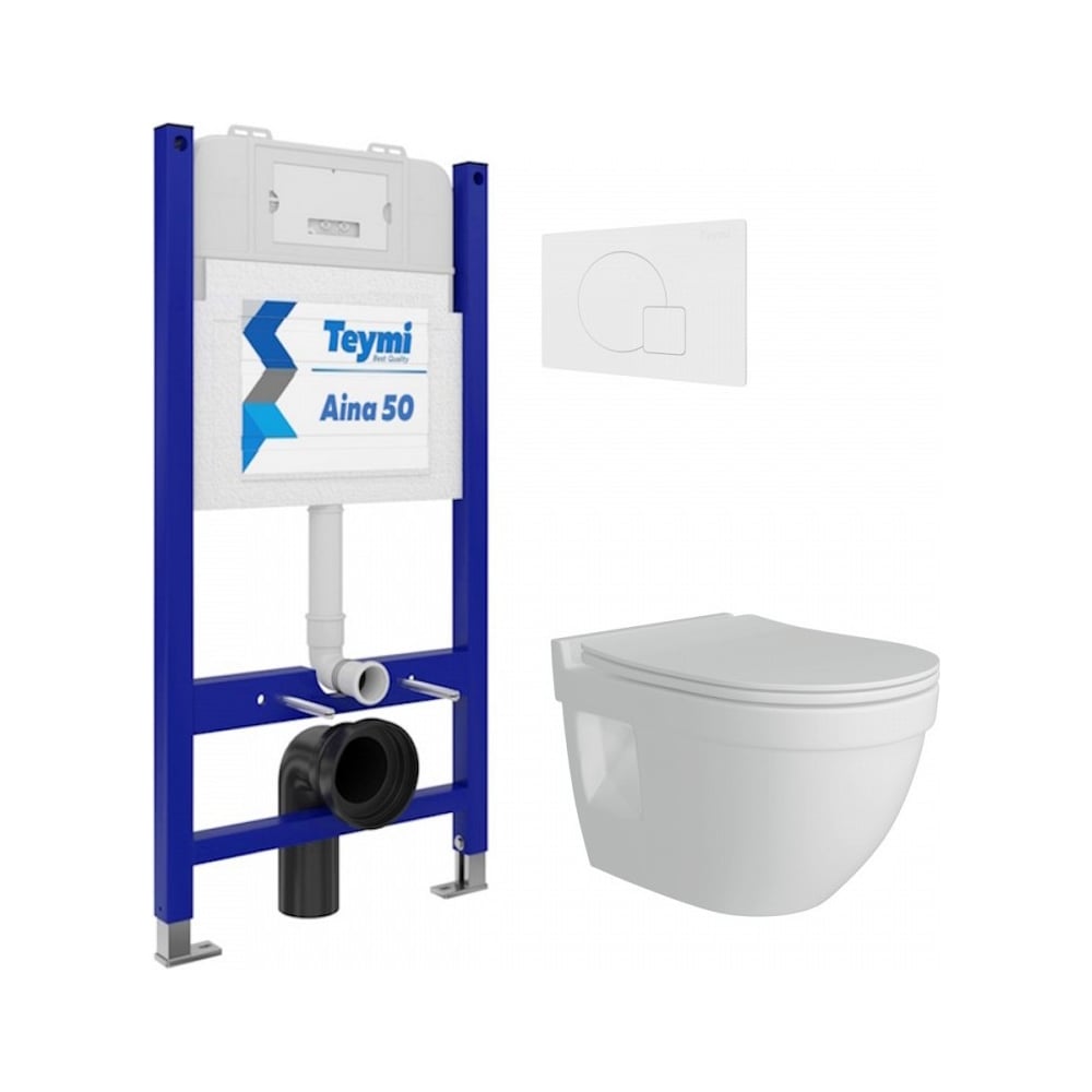 Изображение товара Комплект Teymi для ванной комнаты с унитазом Vitra Pro и инсталляцией Aina 50