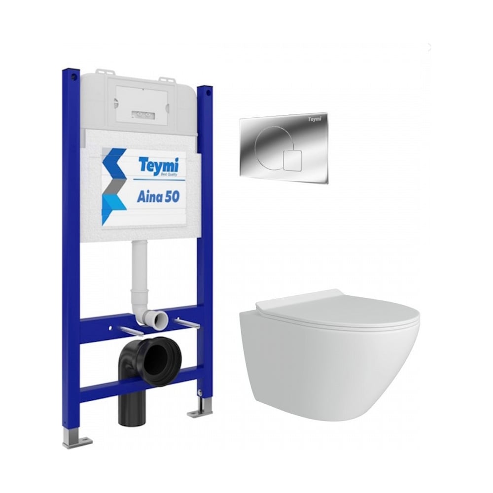 Изображение товара Комплект унитаз с инсталляцией Aina 50 Teymi сучасный стиль белый