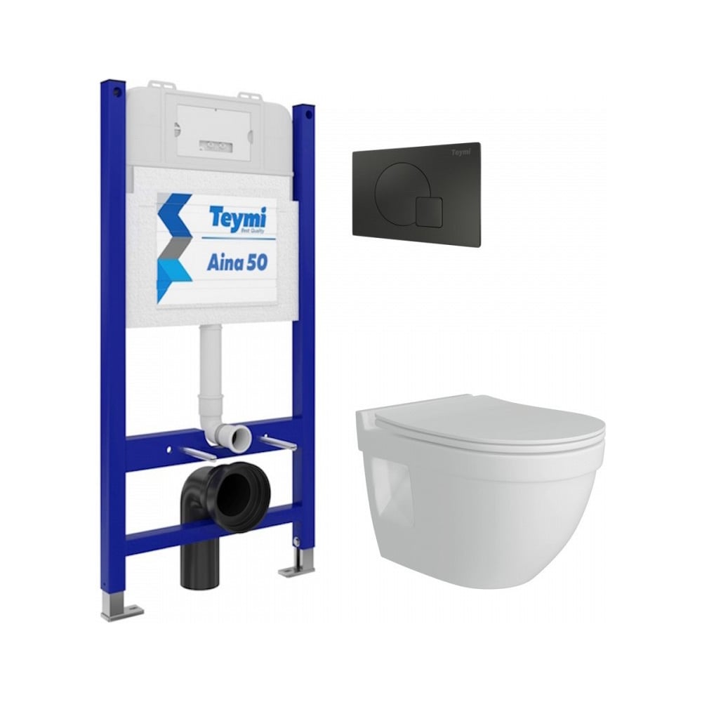 Изображение товара Комплект Teymi Инсталляция Aina 50 с унитазом Vitra Pro