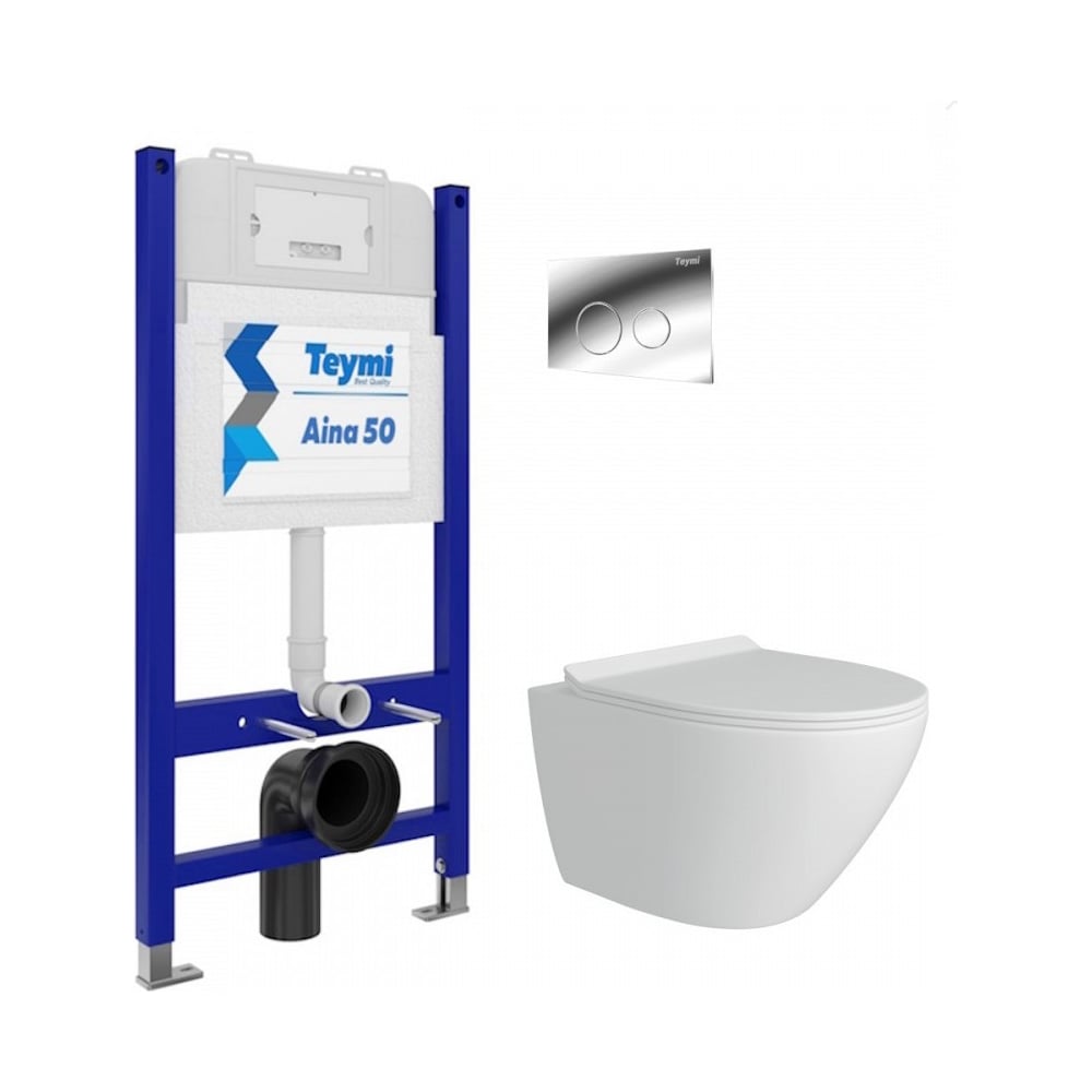 Изображение товара Комплект унитаза с инсталляцией Aina 50 и клавишей Lina хром