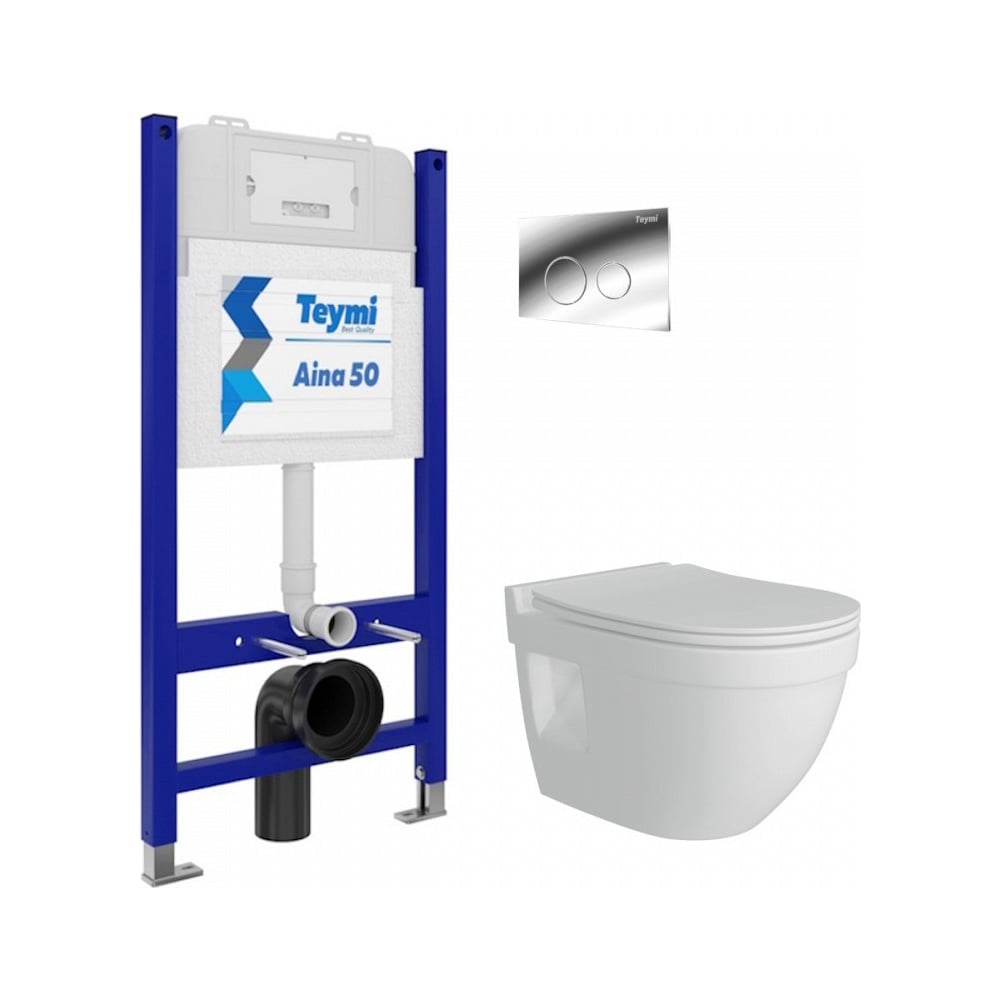 Изображение товара Комплект унитаза Vitra Pro 50 с инсталляцией Aina и клавишей Lina хром