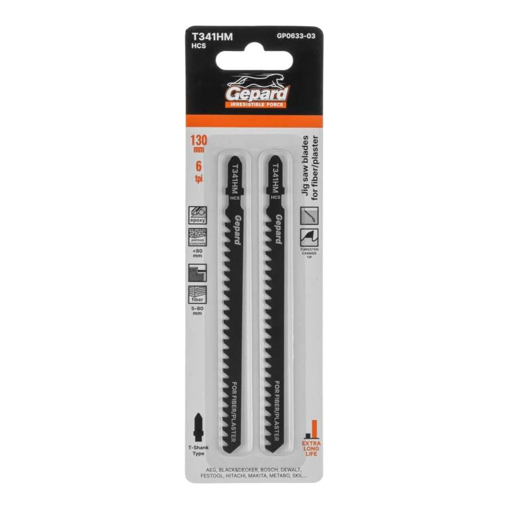 Изображение товара Пилка лобзика по стеклопластику и гипсокартону GEPARD T341HM