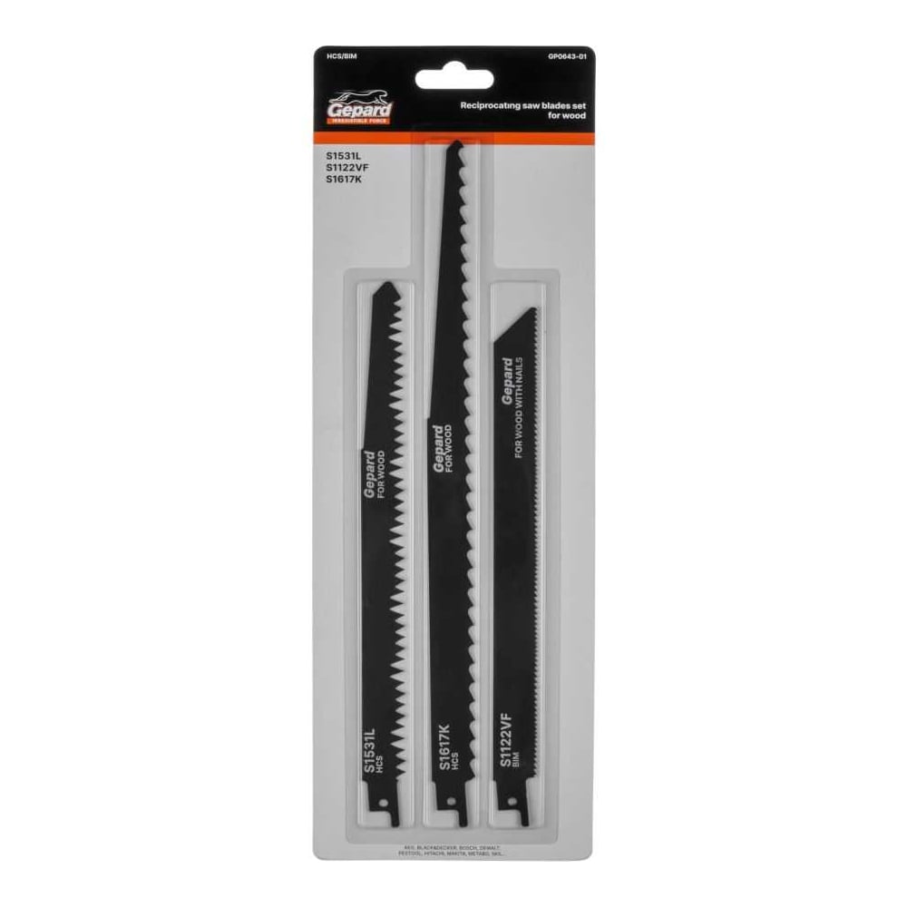 Изображение товара Набор пилок сабельных по дереву GEPARD 3шт GP0643-01 универсальные полотна