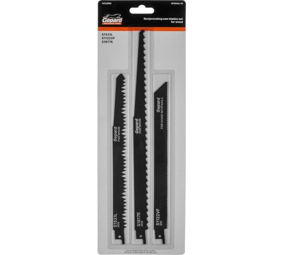 Изображение товара Набор пилок сабельных по дереву GEPARD 3шт. GP0643-01
