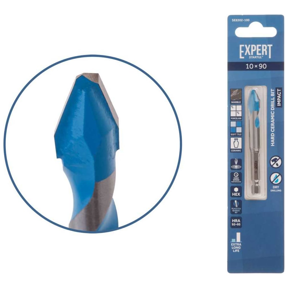 Изображение товара Сверло по керамограниту STARTUL EXPERT 10x90 мм SE8302-100 профессиональное
