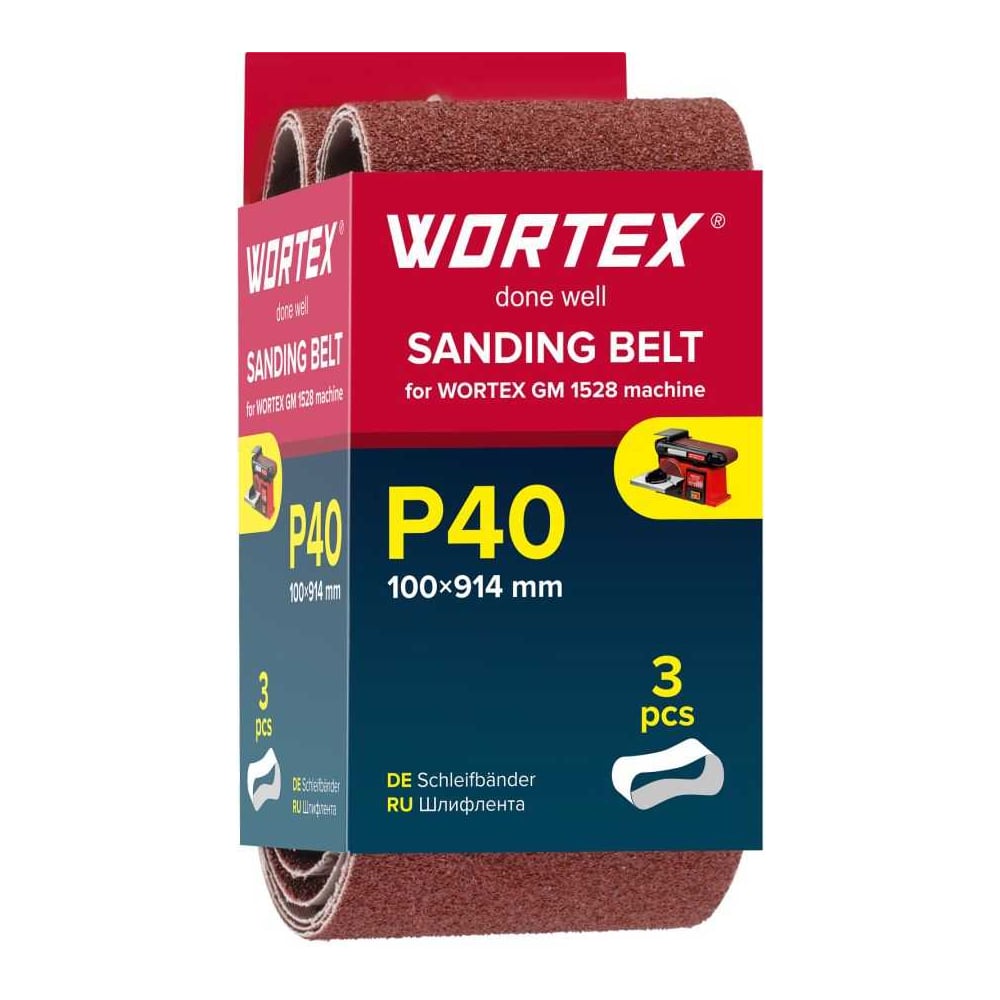 Изображение товара Шлифлента WORTEX 100x914 мм P40 бесконечная для станка GM 1528