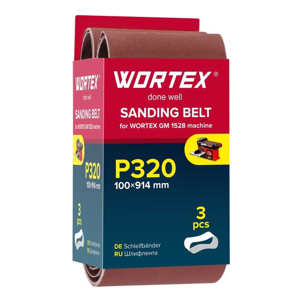 Изображение товара Шлифлента WORTEX 100x914 мм P320 бесконечная для станка GM 1528 3 шт