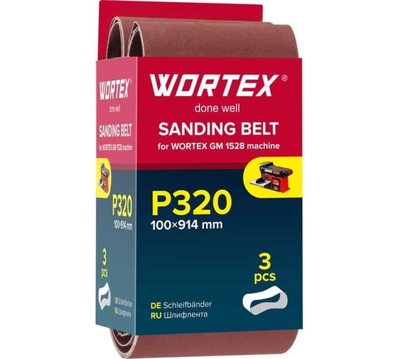 Изображение товара Шлифлента WORTEX 100x914 мм P320 бесконечная 3 шт. для станка GM 1528 1325978