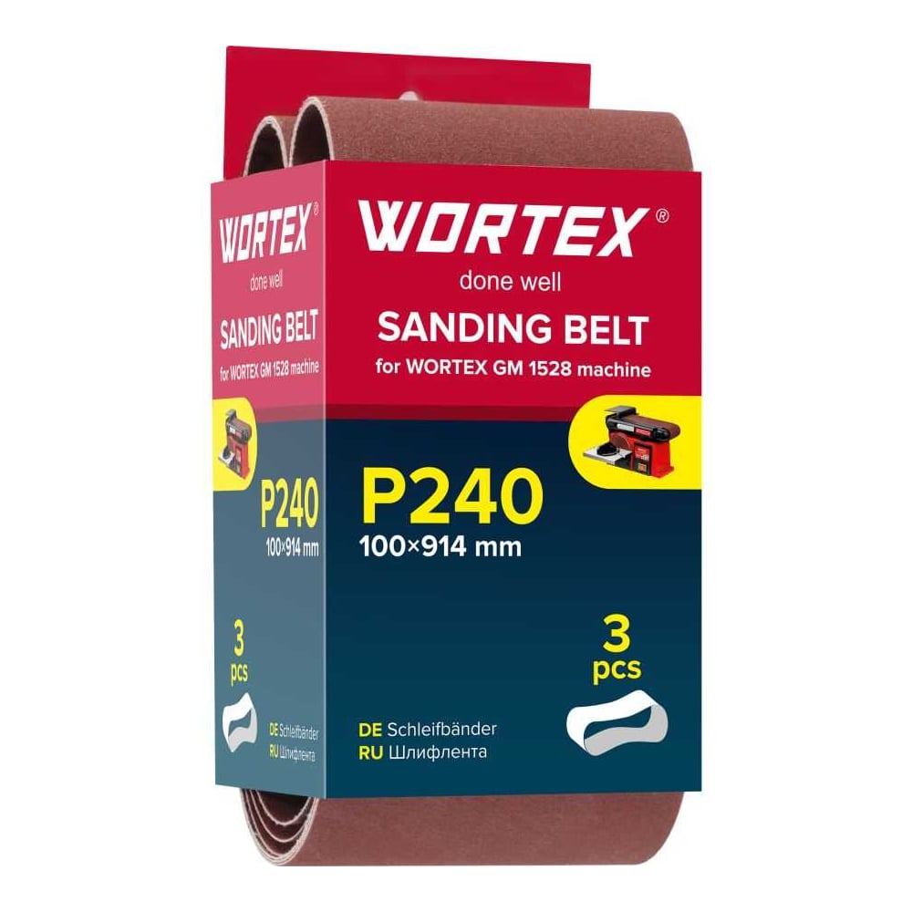 Изображение товара Шлифлента WORTEX 100x914 мм P240 бесконечная 3 шт.