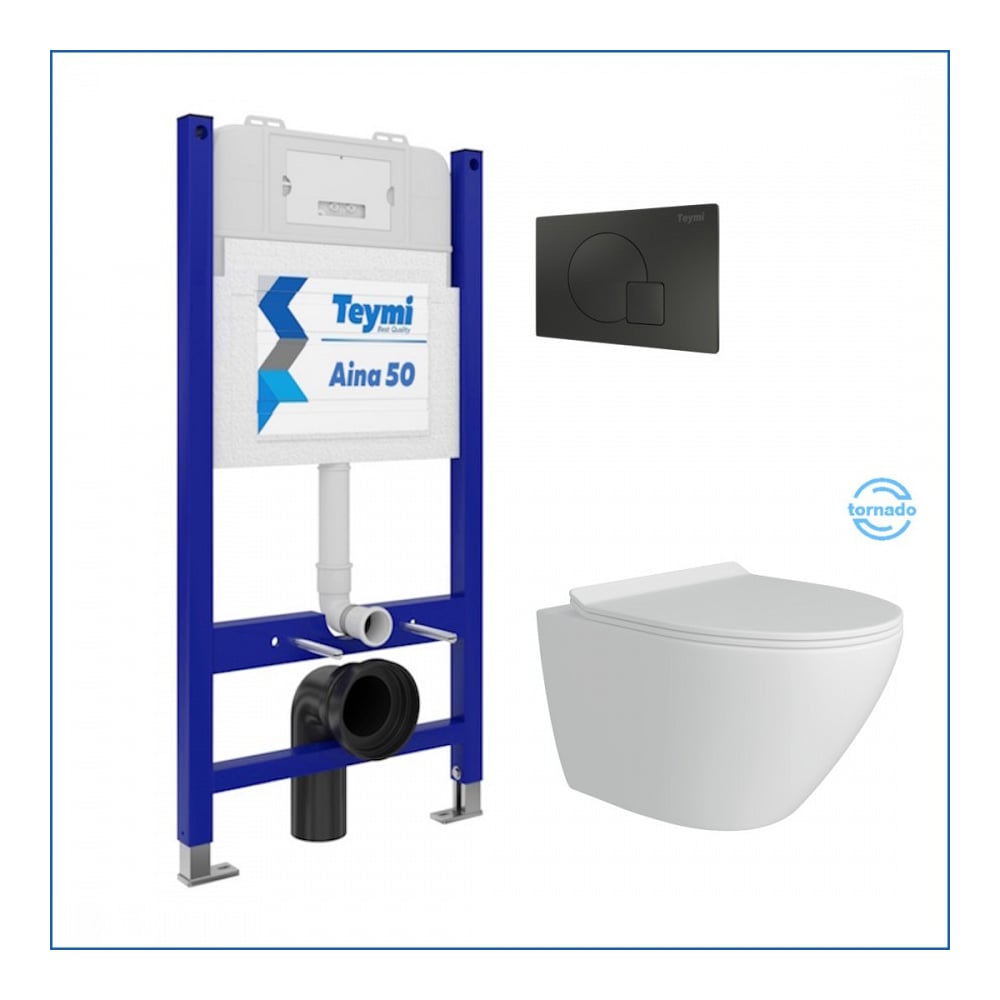 Изображение товара Инсталляция Teymi Aina 50 + унитаз Lina Pro Vortex с функциями и стилем