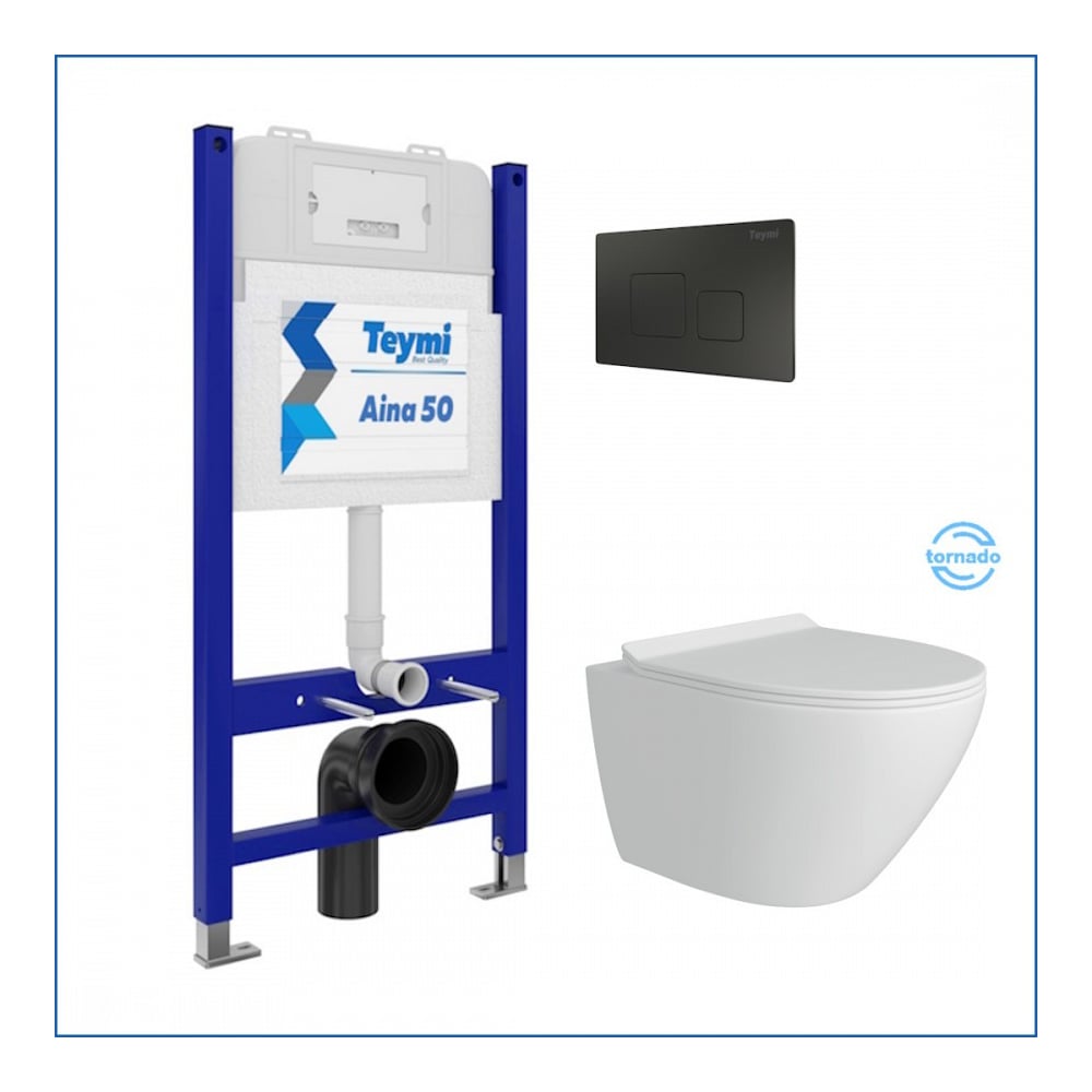 Изображение товара Инсталяция для унитаза Aina 50 + комплект Кati черная + унитаз Lina Pro F144