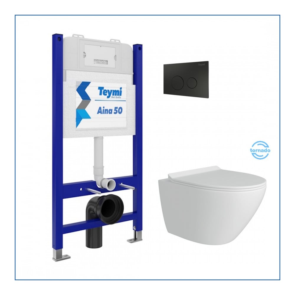 Изображение товара Инсталляция унитаза Teymi Aina 50 с бесободковым унитазом и функциями микролифта