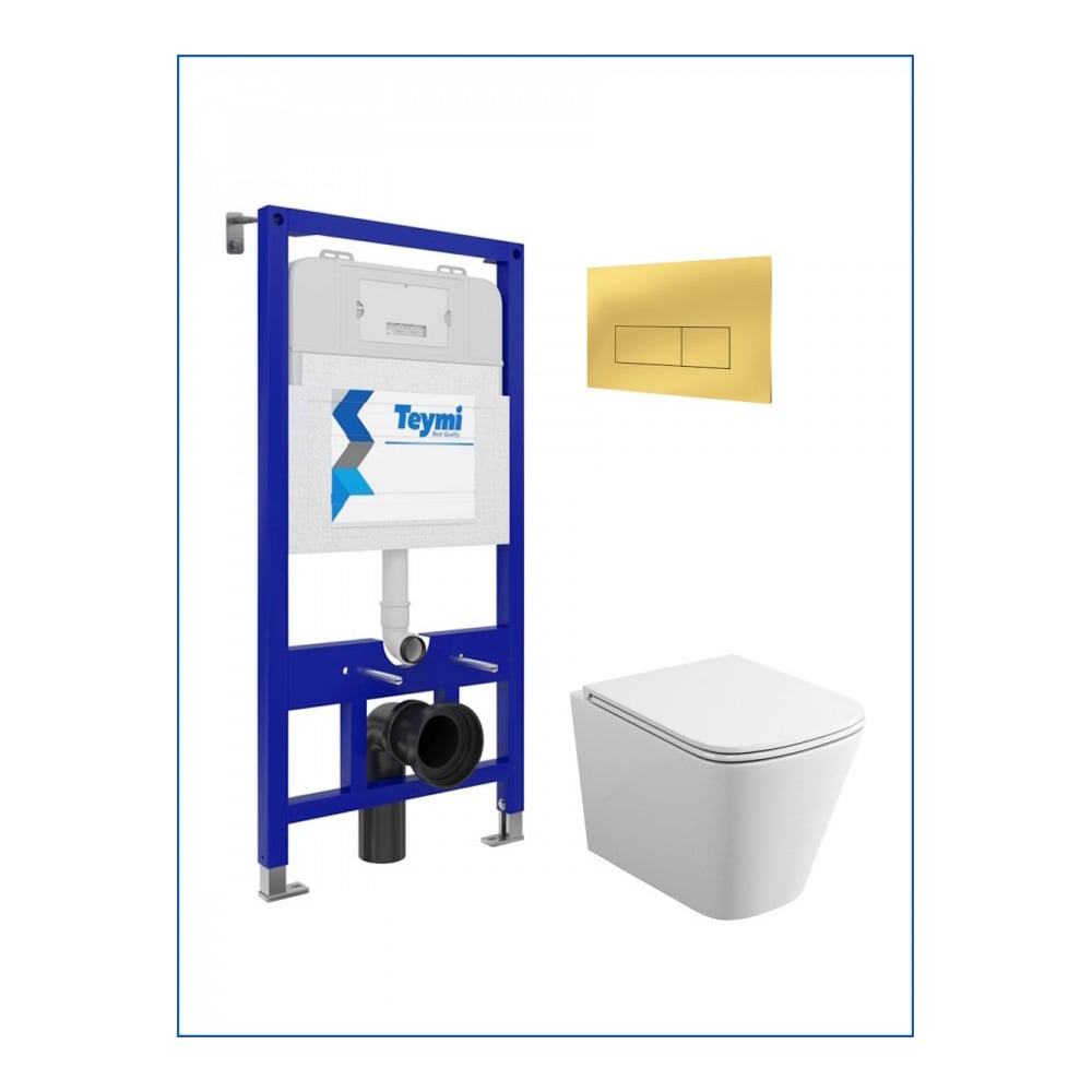 Изображение товара Инсталляция с унитазом Teymi 5 в 1 Helmi S безободковый сегментный комплект