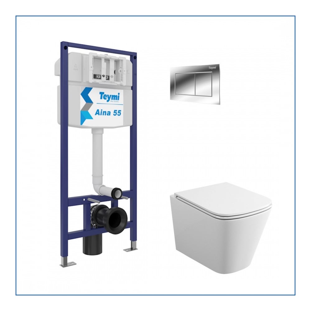 Изображение товара Инсталляция с унитазом Teymi Helmi S 5 в 1 подвесной безободковый белый