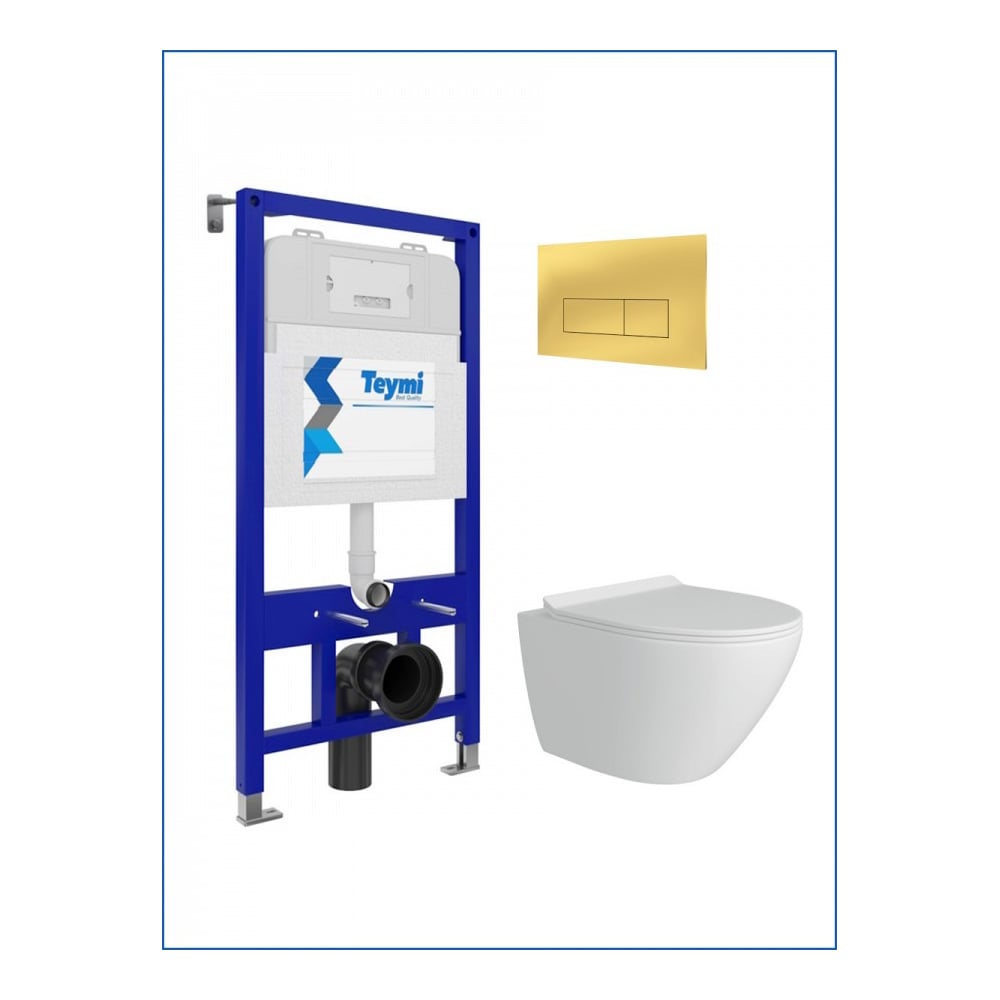 Изображение товара Инсталляция с унитазом Teymi 5 в 1 Lina Pro для подвесных безободковых унитазов