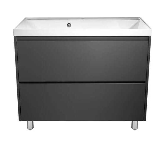 Изображение товара Тумба Stella Polar напольная Борнео 100, 2 ящ., люкс графит матовый, Стандарт 100/Азур 100 SP-00001458