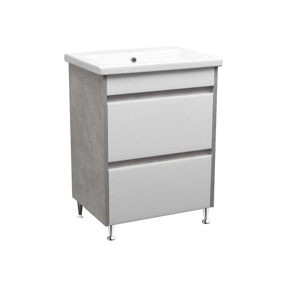 Изображение товара Напольная тумба для ванной с ящиками Браво 60, лакобель белое, стильный дизайн