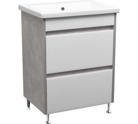 Изображение товара Тумба Stella Polar напольная Браво 60, слэйт, лакобель белое, Сомо 60 SP-00001333