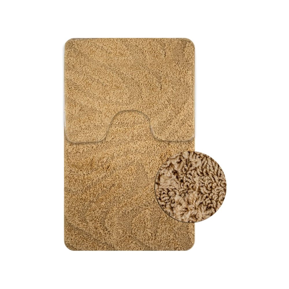 Изображение товара Набор ковриков для ванной комнаты САНАКС SHAGGY двойной 60х100 + 50х60 см бежевый