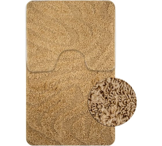 Изображение товара Коврик в ванную САНАКС SHAGGY, двойной, бежевый, 60х100 + 50х60 см, полиэстер 00157