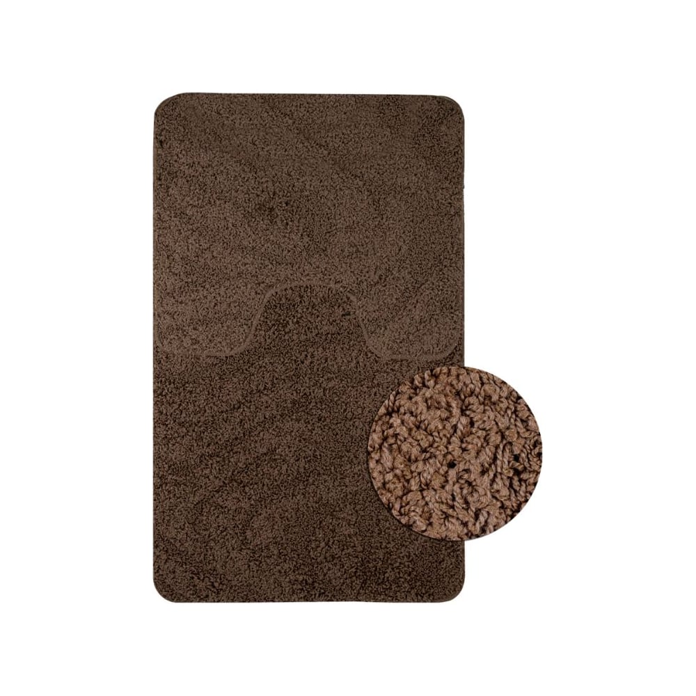 Изображение товара Коврик в ванную САНАКС SHAGGY двойной коричневый 60х100 и 50х60 см набор