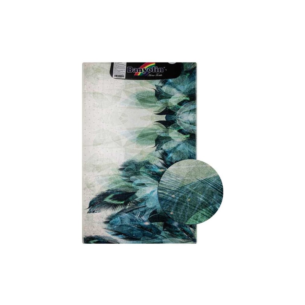 Изображение товара Коврик дизайнерский Санакс с зеленым перьевым рисунком 550x900 мм