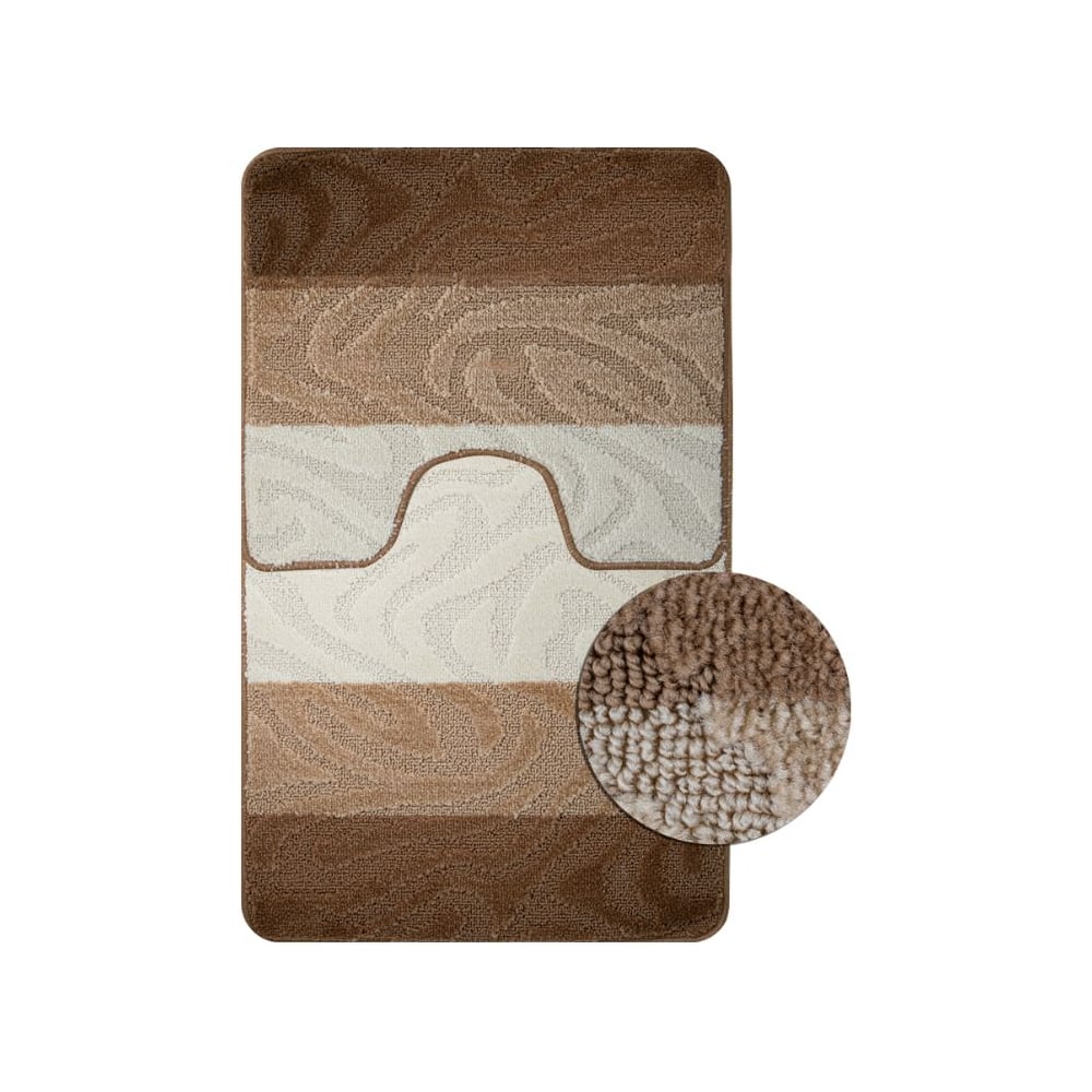 Изображение товара Коврик в ванную САНАКС SILVER 19 двойной коричневый 60х100 и 50х60 см полиэстер
