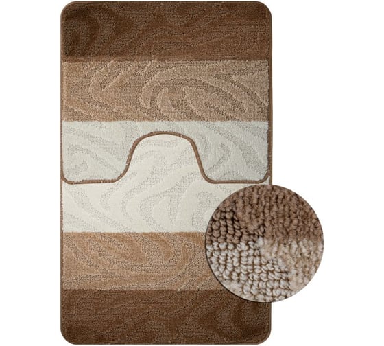 Изображение товара Коврик в ванную САНАКС SILVER 19 двойной, коричневый, 60х100 + 50х60 см, полиэстер 00239