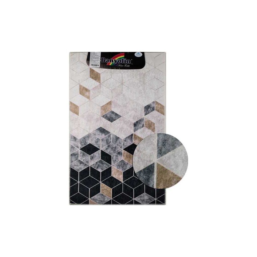 Изображение товара Дизайнерский коврик для ванной САНАКС коричневые кубы 550х900 мм