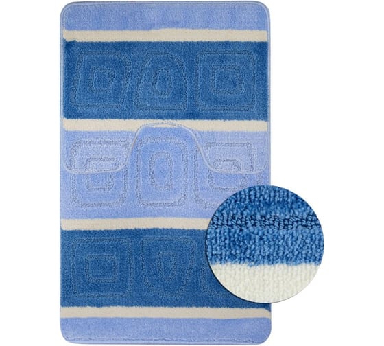 Изображение товара Коврик в ванную САНАКС SILVER двойной, голубой, 60х100 + 50х60 см, полиэстер 00205