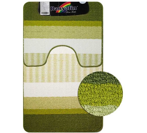 Изображение товара Коврик в ванную САНАКС STARLOOP, двойной, зеленый, 550х900, 550х450 мм, полиэстер 00824