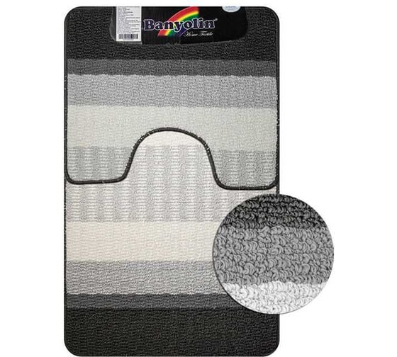 Изображение товара Коврик в ванную СТАР-ЛООП, двойной, СЕРЫЙ, 550 х 900, 550 х 450 мм, 100% полиэстер Санакс 00821