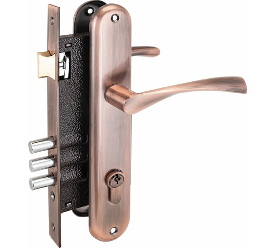 Изображение товара Врезной замок АЛЛЮР 0203 AC (старая медь; с ручками) 1015