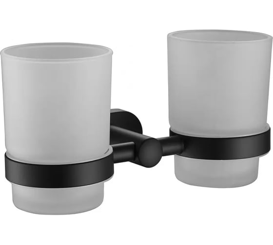 Изображение товара Стакан настенный VIEIR двойной для ванной комнаты, для хранения зубных щеток и аксессуаров, стекло + металл, хромированный держатель, V5106