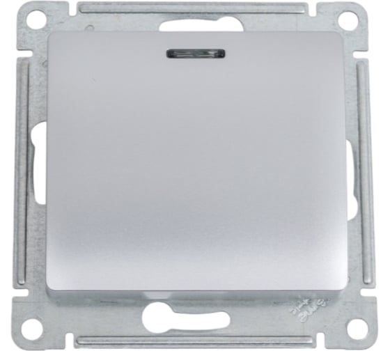 Изображение товара Переключатель Systeme Electric Glossa Алюминий 1-клавишный с подсветкой, сх.6а, 10АХ SE GSL000363