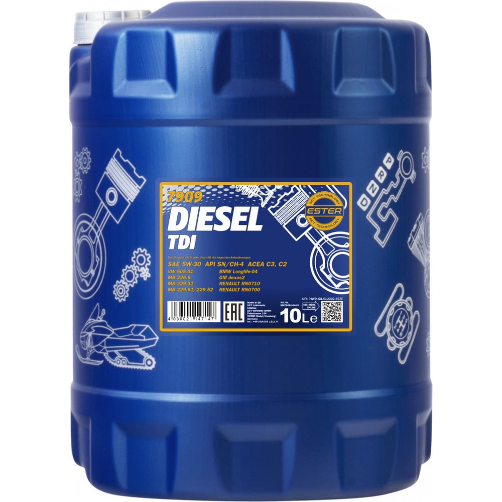 Синтетическое моторное масло MANNOL 5W30 1269 DIESEL TDI 5W-30 - фото 1