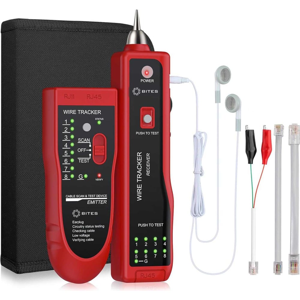 Изображение товара Тестер-трассоискатель для кабелей LY-CT025 5bites RJ45 RJ11 RJ12