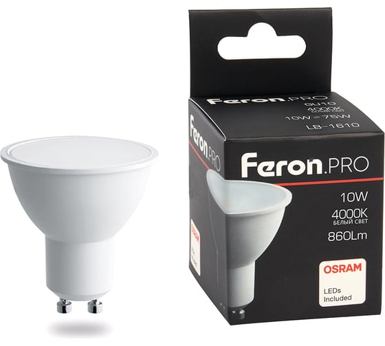 Изображение товара Светодиодная лампа FERON PRO LB-1610 GU10 10W 4000K 38162