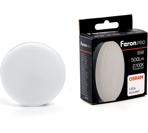 Изображение товара Светодиодная лампа FERON 6W 230V GX53 2700K, LB-1506 38199