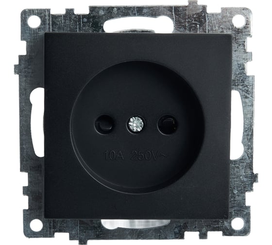 Изображение товара 1-местная розетка STEKKER с защитной шторкой механизм без заземления, 10А, Катрин, GLS10-7109-05, черный 39609