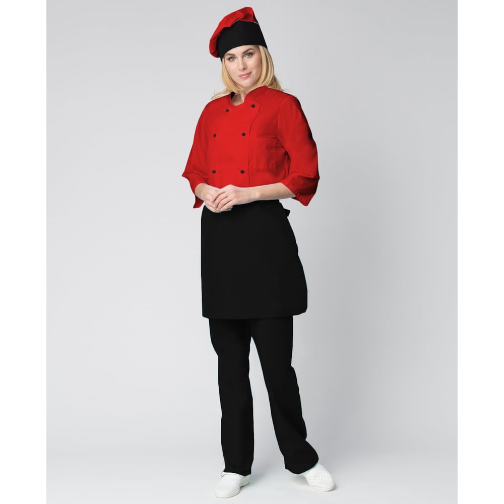 Изображение товара Женский костюм повара Факел Шеф черный/красный р. 40-42