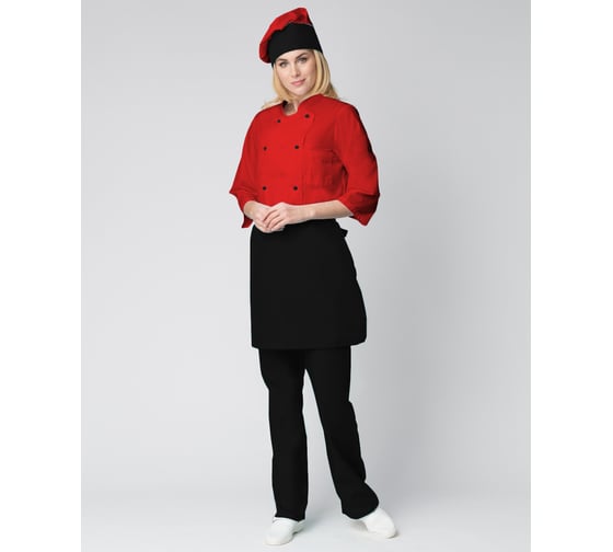 Изображение товара Женский костюм повара Факел Шеф черный/красный, р. 56-58; 158-164 87481882.009